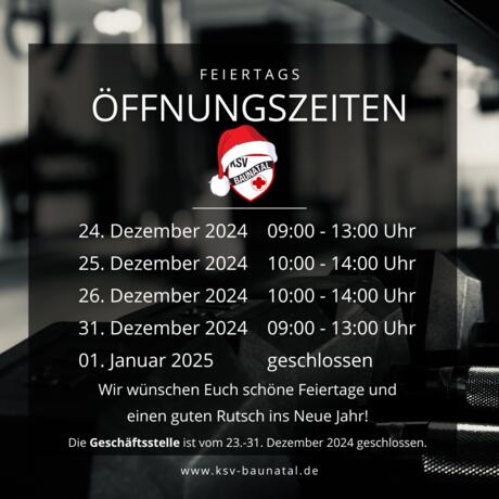 Feiertagsöffnungszeiten 2024